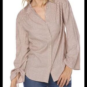 Paige Sz M Torin Plaid Button Front Blouse